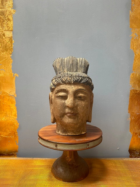 Antique Wooden Buddha Head