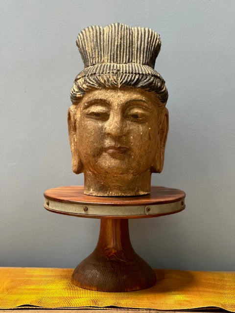 Antique Wooden Buddha Head