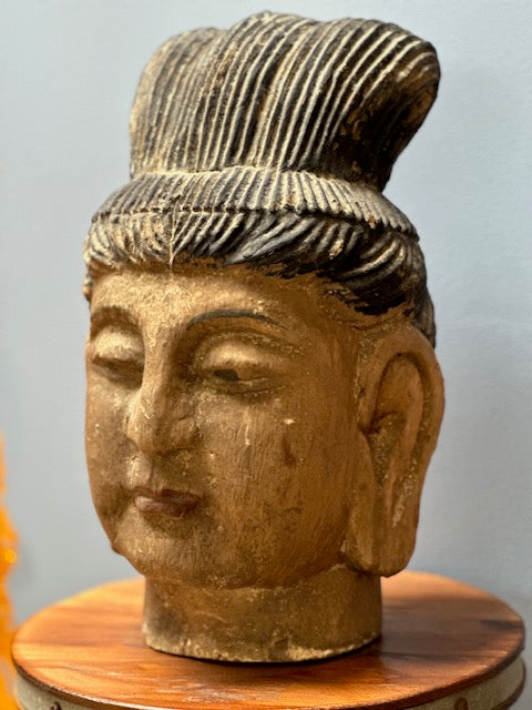 Antique Wooden Buddha Head