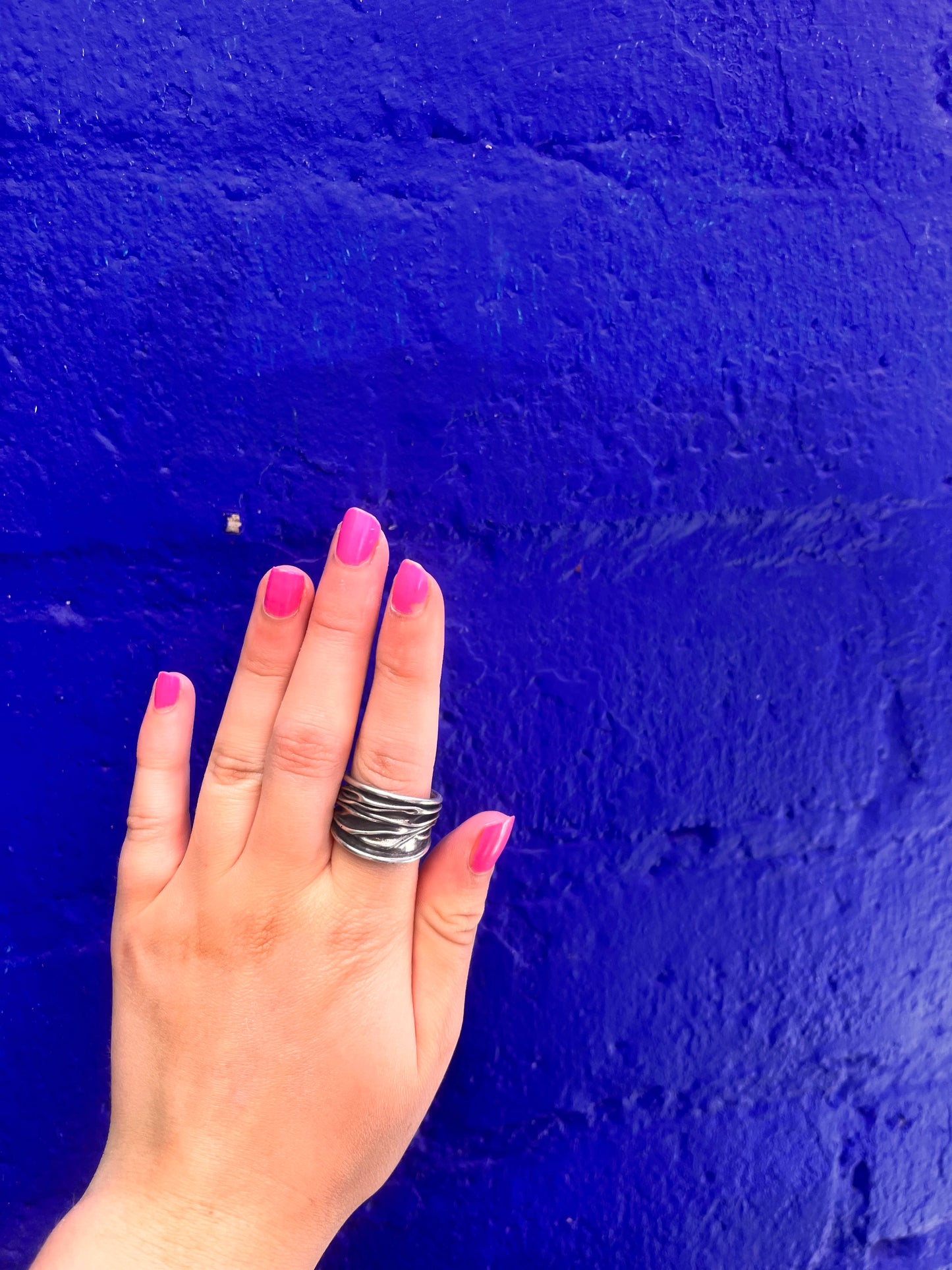 Midcentury Vintage Sterling Silver Sculpured With Oxidized Layers Ring