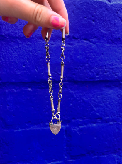 Midcentury Vintage Sterling Heart Charm Bracelet