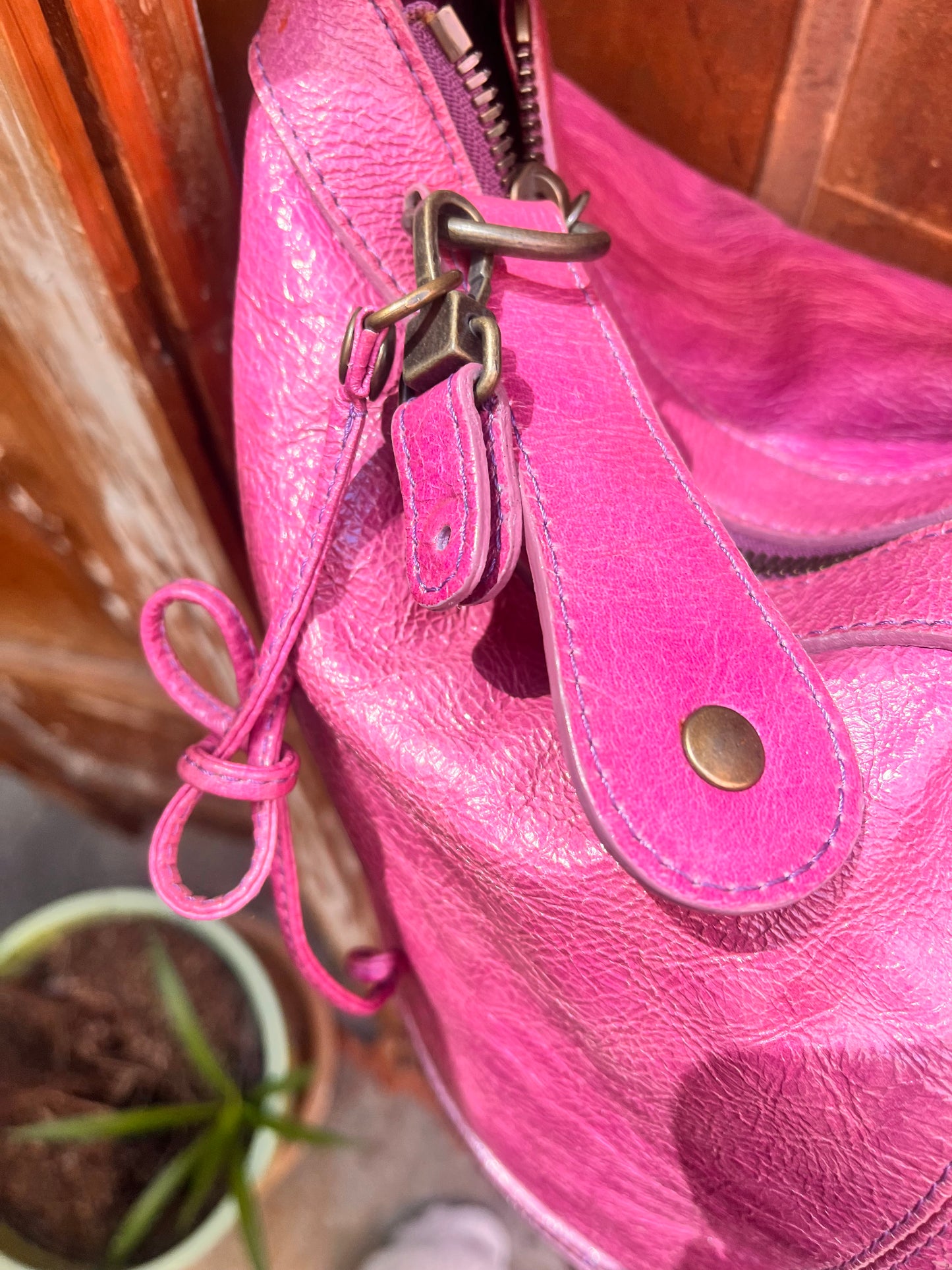 Magenta Leather Bag