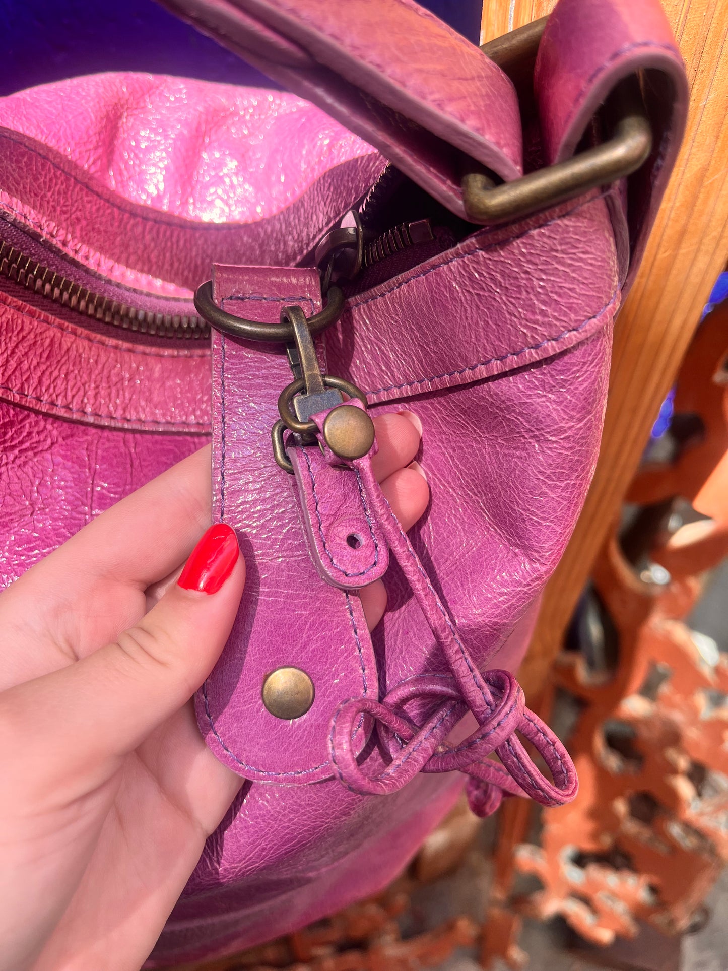 Magenta Leather Bag