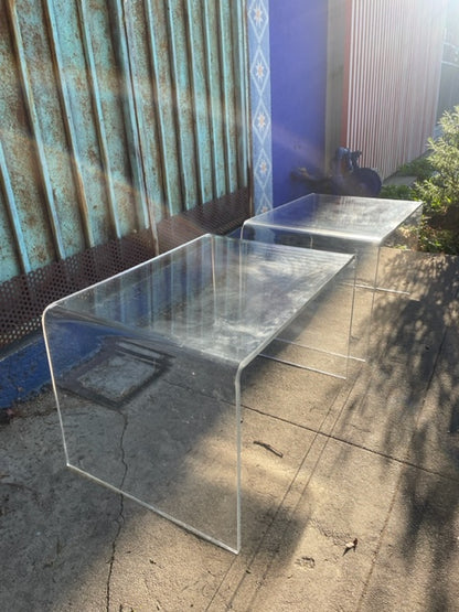 Vintage Clear Lucite End Table Set