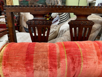 Vintage 1960s Daybed Striped Orange and Gold Velvet