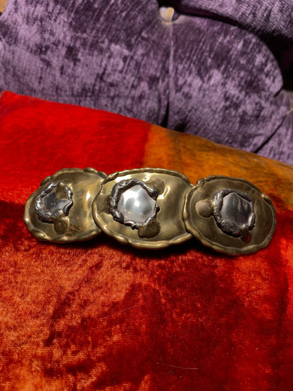 Vintage Brass and Sterling Silver 70s Belt Buckle