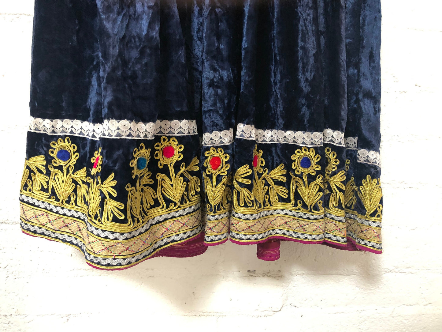 Vintage Afghan Kutchi Handmade Hand-embroidered Velvet Dress